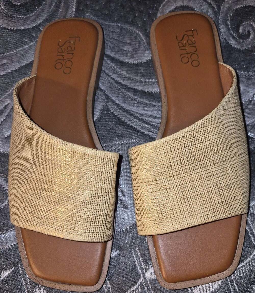 Franco Sarto Women's Loran Raffia Flat Slide Sandals